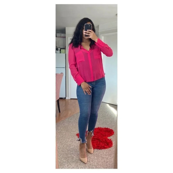 BCBGMaxAzria Tops - BCBG Pink Azalea Emma Long Sleeve Blouse Top